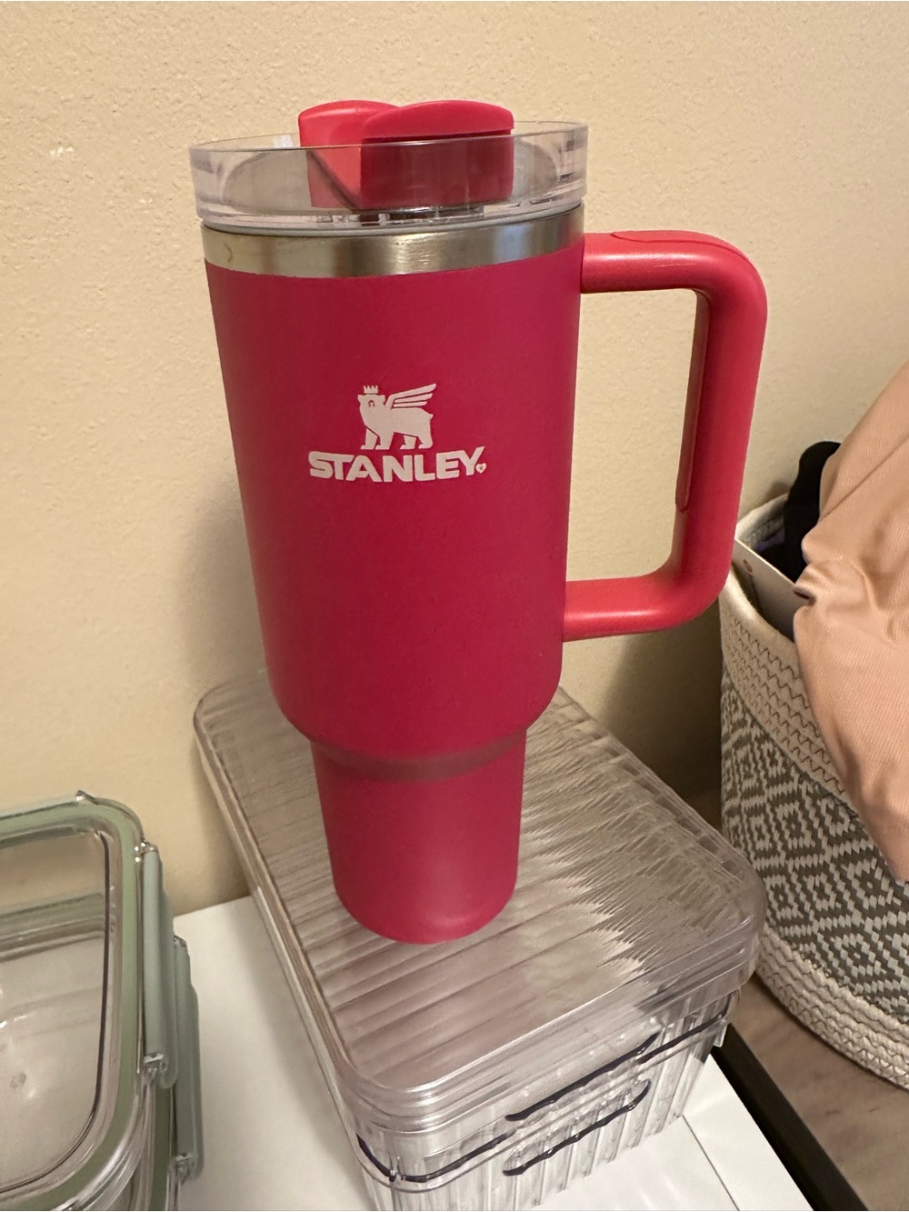 Stanley Hot Pink Travel Tumbler with Handle